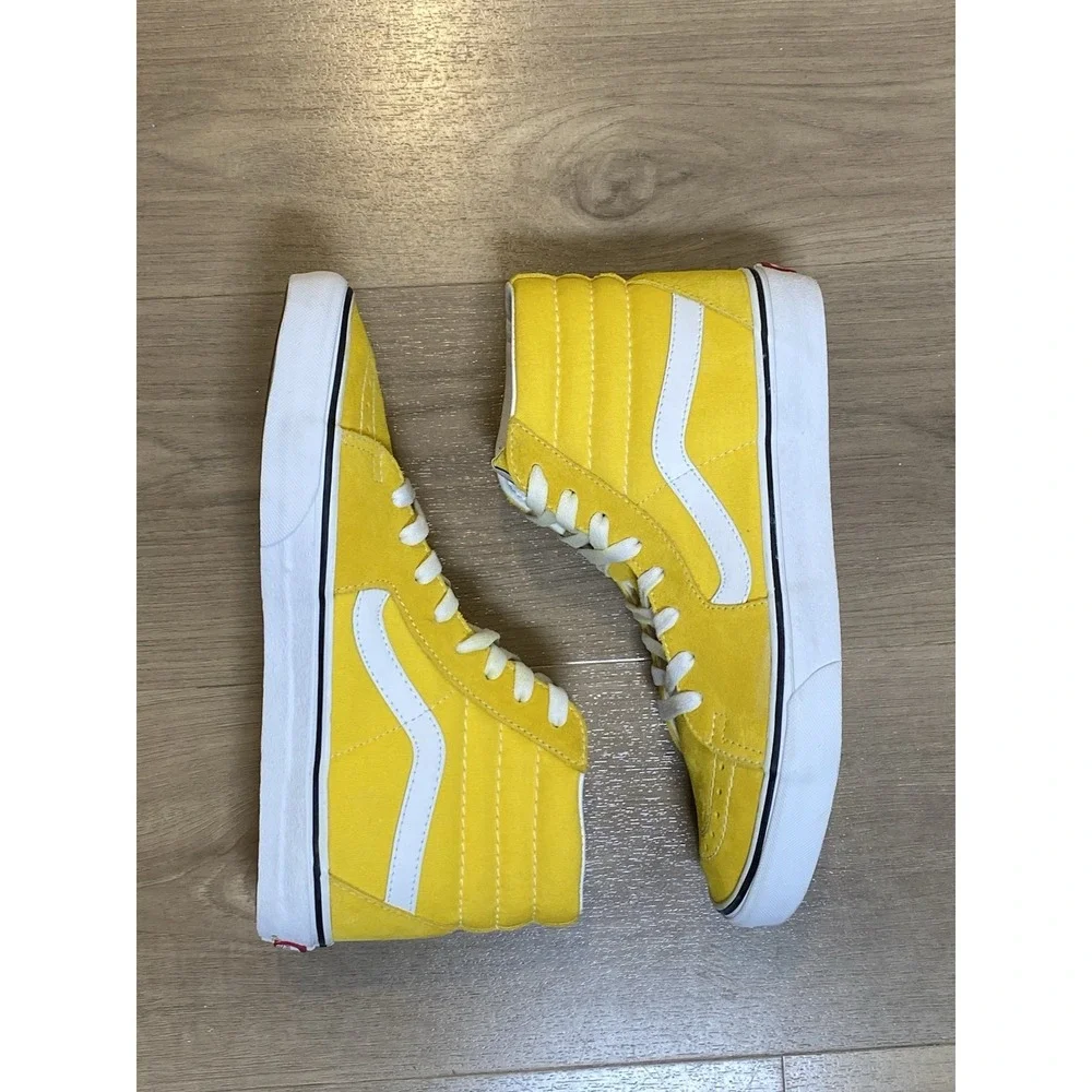 Vans Sk8-Hi Cyber Yellow Suede Canvas Skateboarding Shoes Unisex 8.5 M / 10 W
